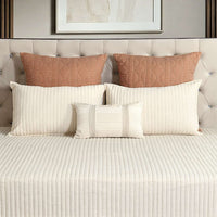 Linear Luxe Cotton Linen Embroidered Bedspread with 2 Pillow Covers