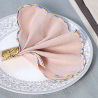 Blush Rainbow Scallop Luxe Cotton Linen Napkin