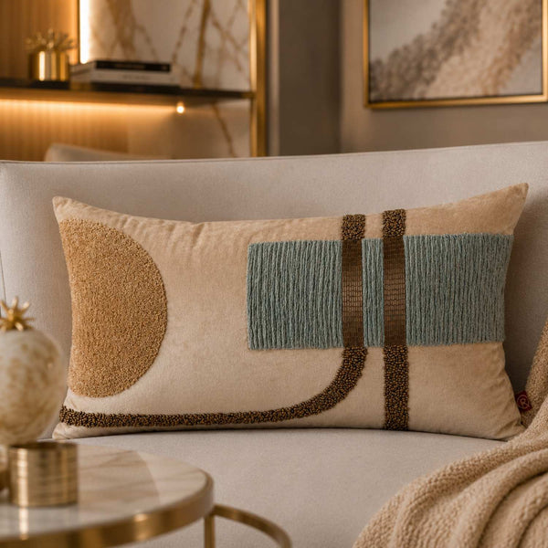 Beaded Lumbar Cushion Cover - 12x20 Inch