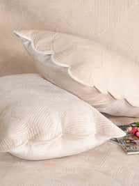 Regal Wave Velvet Quilted Bedspread Set with 2 Pillow Covers