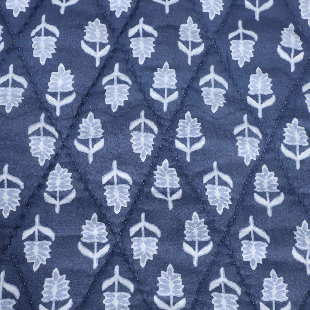 Sapphire Botanique Printed Leaf Kids Quilt with 2 Pillow Cover