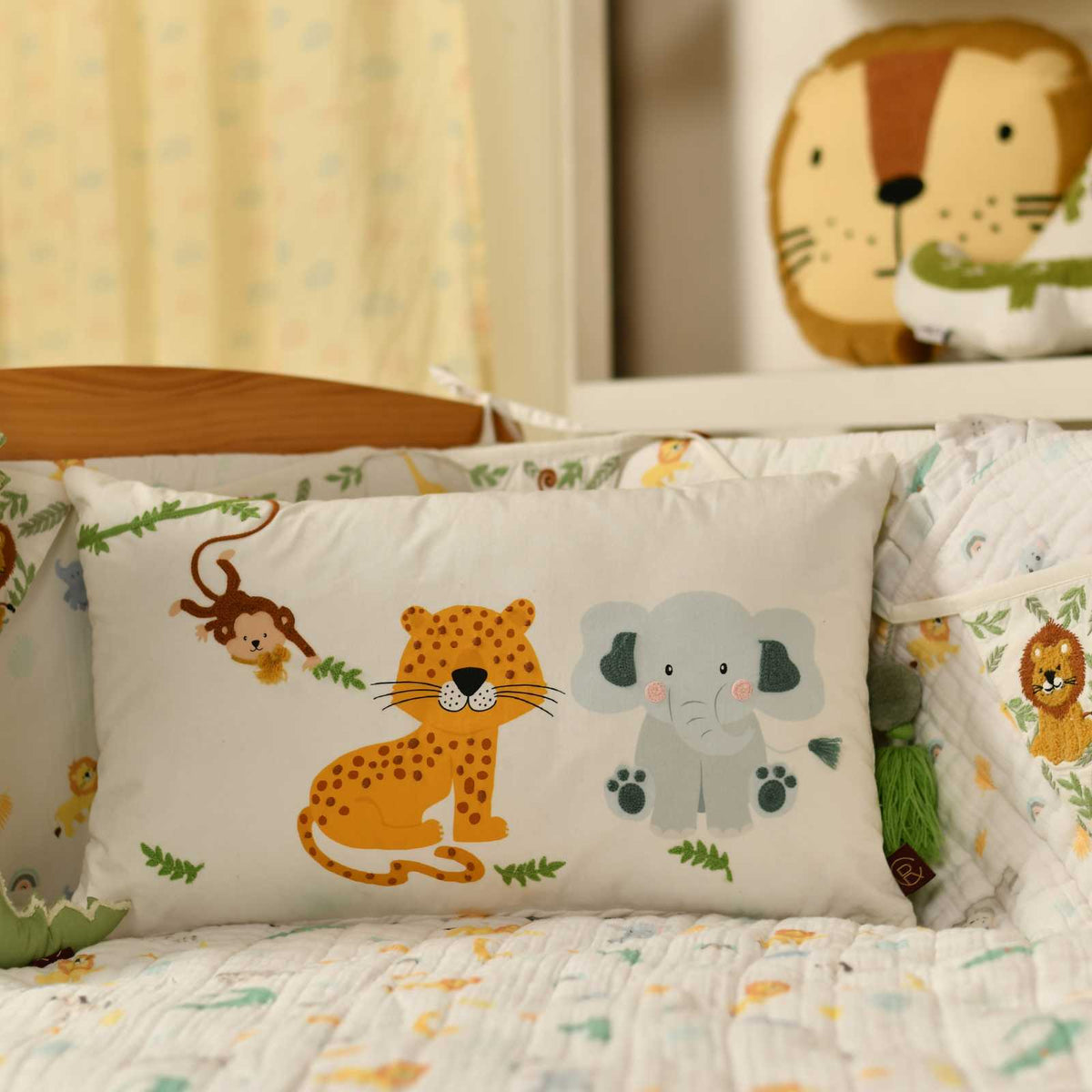 Jungle Buddy Kids Cushion Cover - 12x20 Inch