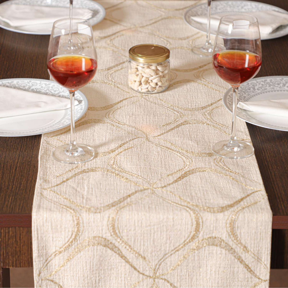Gilded Beige Signature Table Runner