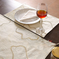Topographic Foiled Pattern Embroidered Table Runner