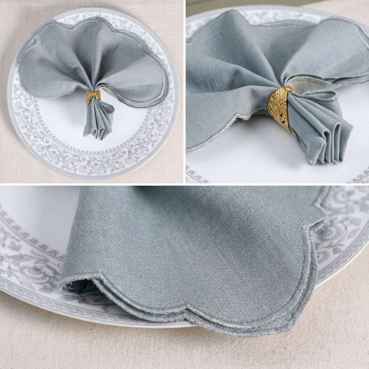 Sage Scallop Luxe Cotton Linen Napkin