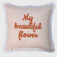 Blush Grace Embroidered with Frills Cushion Cover