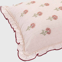 Blush Daisy Embroidered Cushion Cover with Ruffles