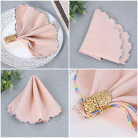 Blush Rainbow Scallop Luxe Cotton Linen Napkin