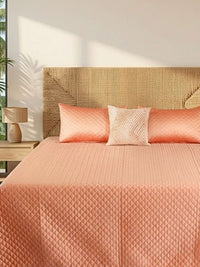 Valencia Faux Silk Embroidered Quilt Bedspread with 2 Pillow Covers