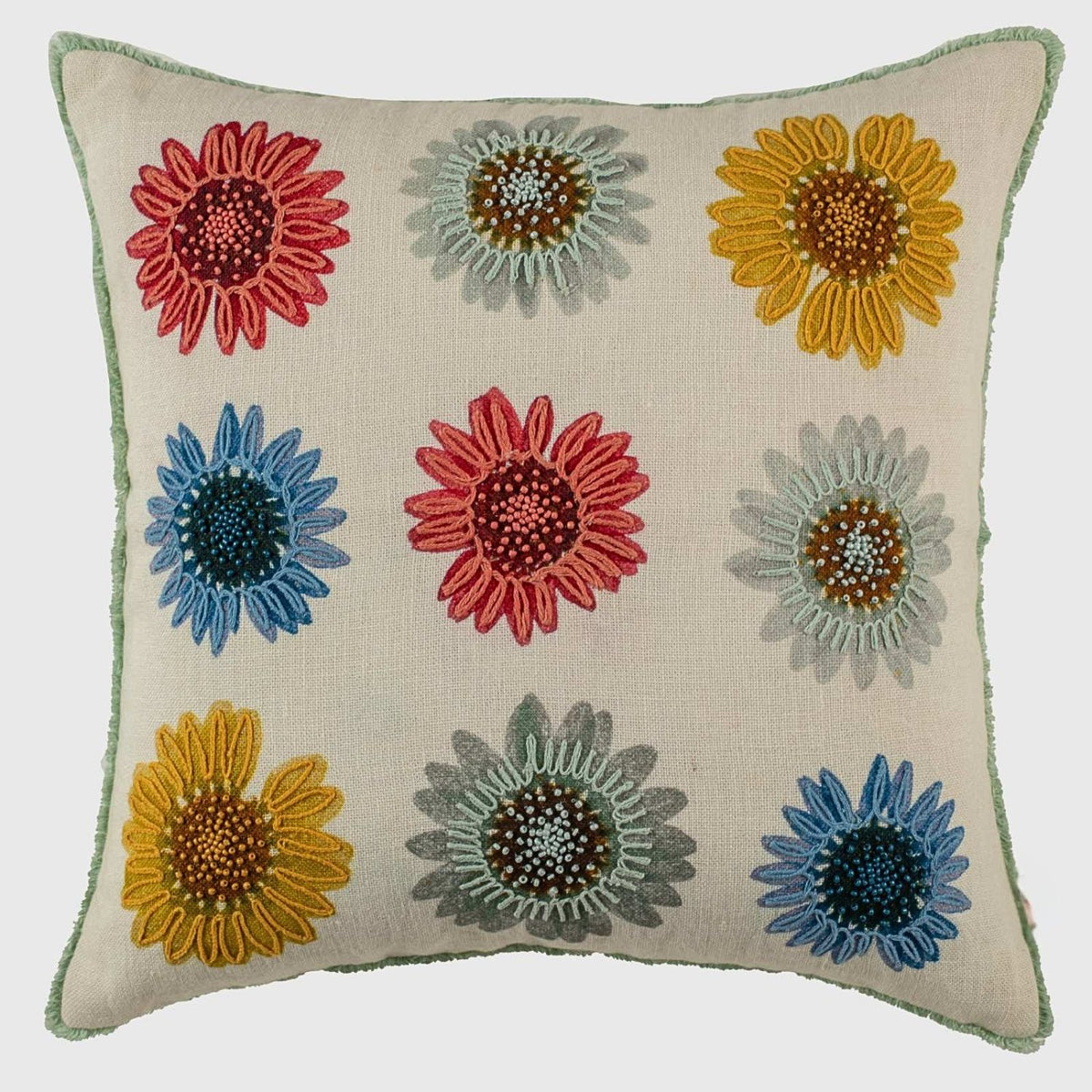 Sunflower Mosaic Embroidered Cushion Cover