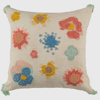 Pastel Bloom Hand Embroidered Cushion Cover