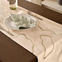 Topographic Foiled Pattern Embroidered Table Runner