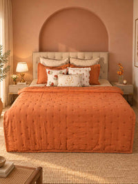 Solara Embroidered Rich Cotton Bedspread with 2 Pillow Covers