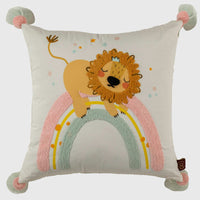 Lion on the Rainbow Kids Cushion Cover - 16x16 Inch