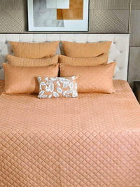Geometric Poly Velvet Embroidered Bedspread with 2 Pillow Covers