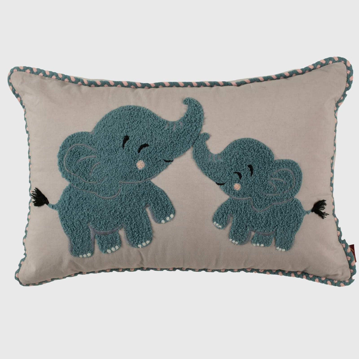 Mama Baby Elephant Kids Cushion Cover - 12x18 Inch
