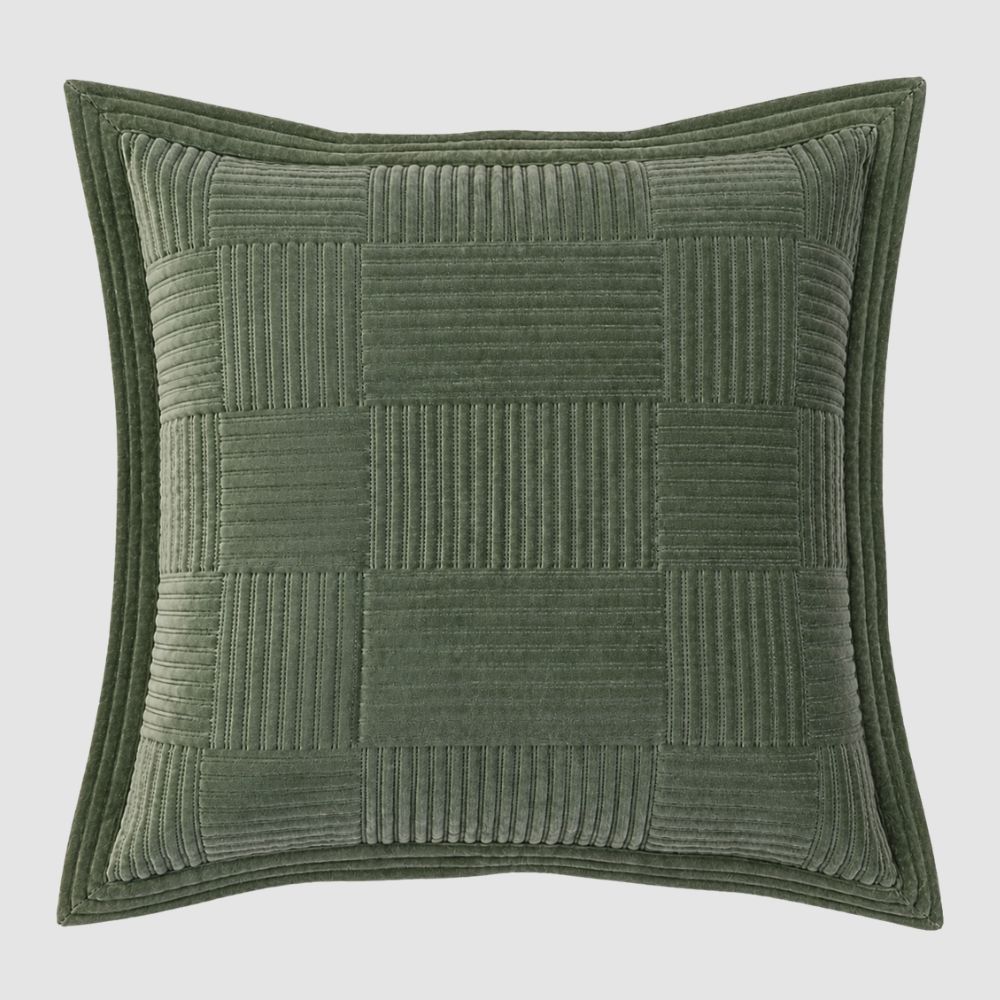 Verde Grid Textured Cotton Velvet Cushion Cover