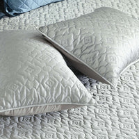 Pearl Grey Faux Silk Embroidered Bedspread with 2 Pillow Covers
