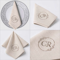 CR Heritage Laurel Monogram Linen Napkin