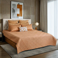 Geometric Poly Velvet Embroidered Bedspread with 2 Pillow Covers