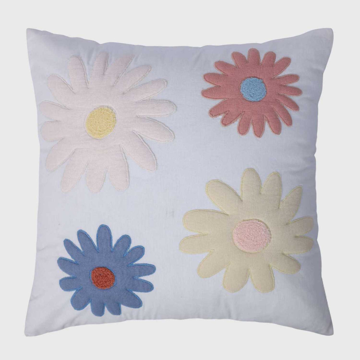 Flora Cotton Sheeting Patch Embroidered Cushion Cover