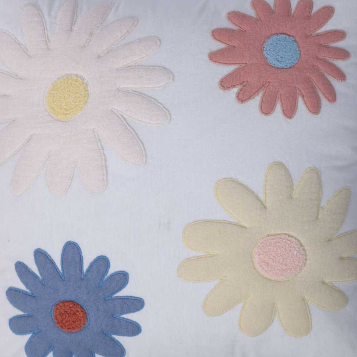 Flora Cotton Sheeting Patch Embroidered Cushion Cover