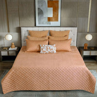 Geometric Poly Velvet Embroidered Bedspread with 2 Pillow Covers