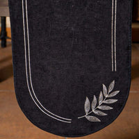 Cotton Velvet  Botanical Motif Embroidered Table Runner