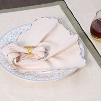 Pastel Scallop Luxe Cotton Linen Napkin