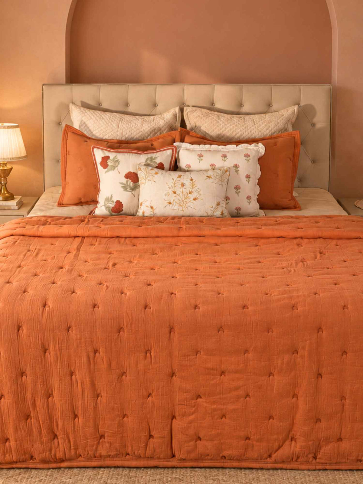 Solara Embroidered Rich Cotton Bedspread with 2 Pillow Covers