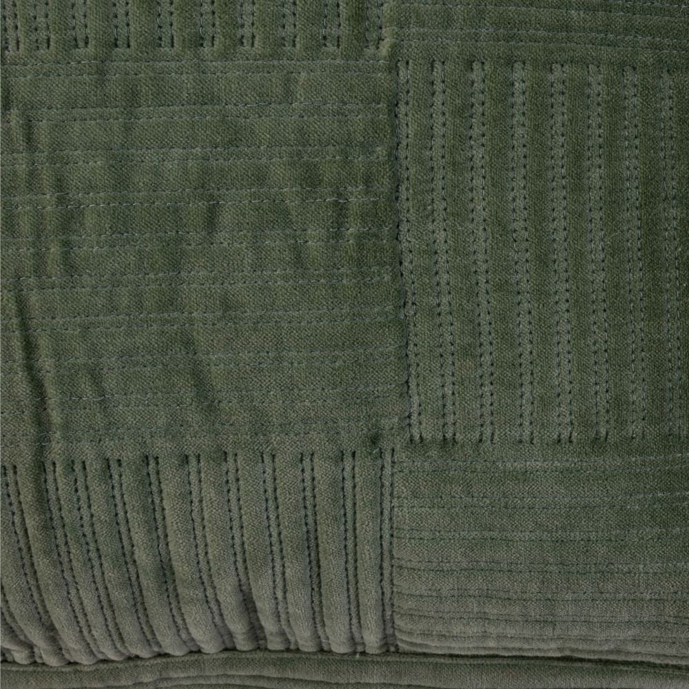 Verde Grid Textured Cotton Velvet Cushion Cover