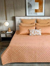 Geometric Poly Velvet Embroidered Bedspread with 2 Pillow Covers