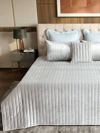 Regal Lines Cotton Viscose Velvet Embroidered Bedspread Set with 2 Pillow Covers