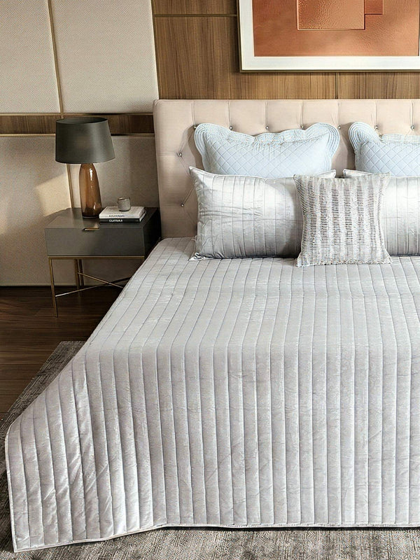 Regal Lines Cotton Viscose Velvet Embroidered Bedspread Set with 2 Pillow Covers