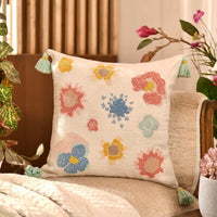 Pastel Bloom Hand Embroidered Cushion Cover