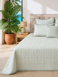 Verdant Royale Velvet Embroidered Bedspread with 2 Pillow Covers