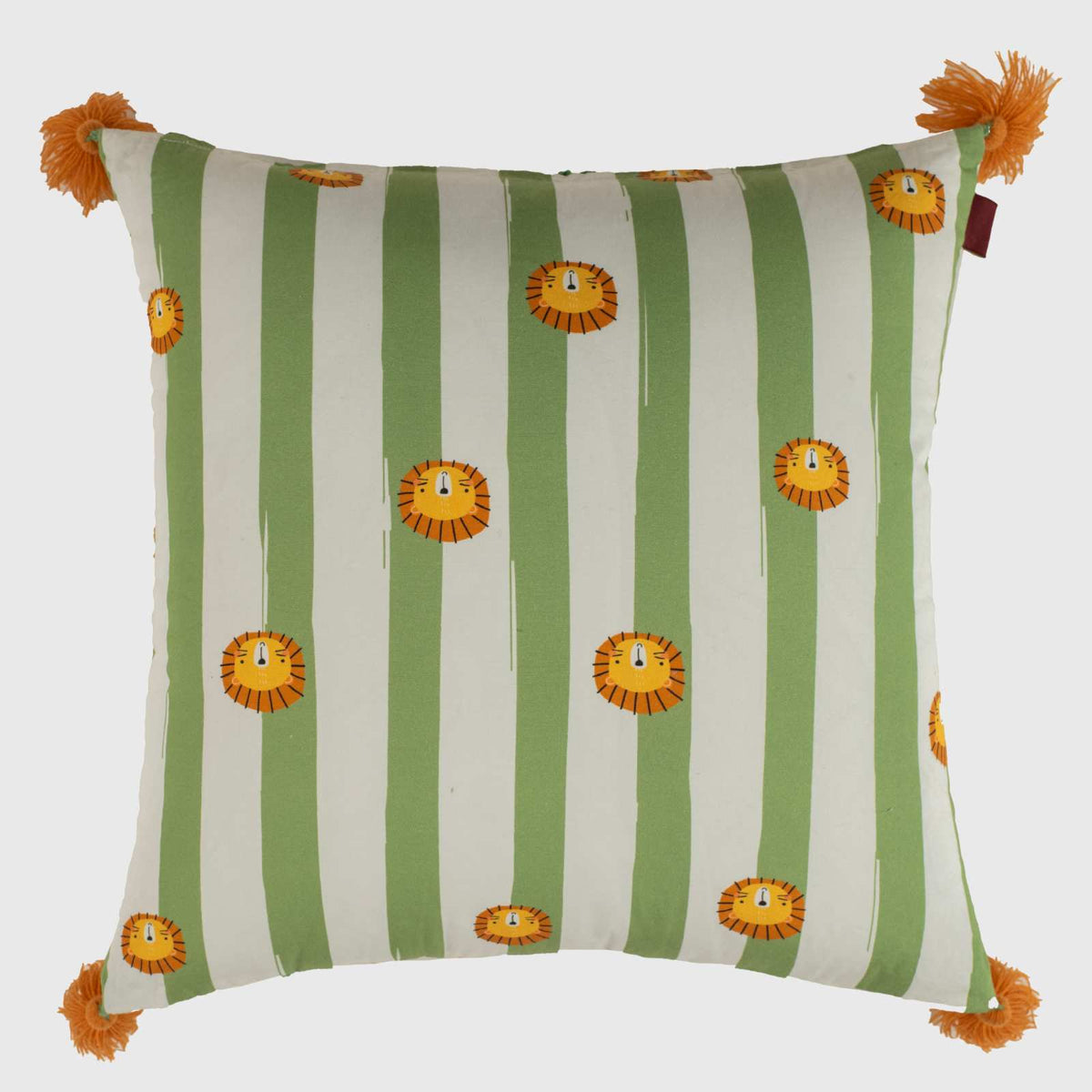 Jungle Joy Embroidered Kids Cushion Cover - 16x16 Inch