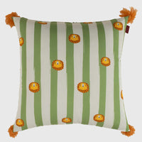 Jungle Joy Embroidered Kids Cushion Cover - 16x16 Inch