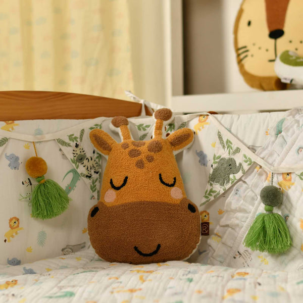 Dreaming Giraffe Textured Kids Shape Pillow - 10x36 Cm