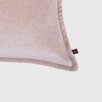 Beige Cotton Velvet Lumbar Cushion Cover with Flange Border - 12x18 Inch