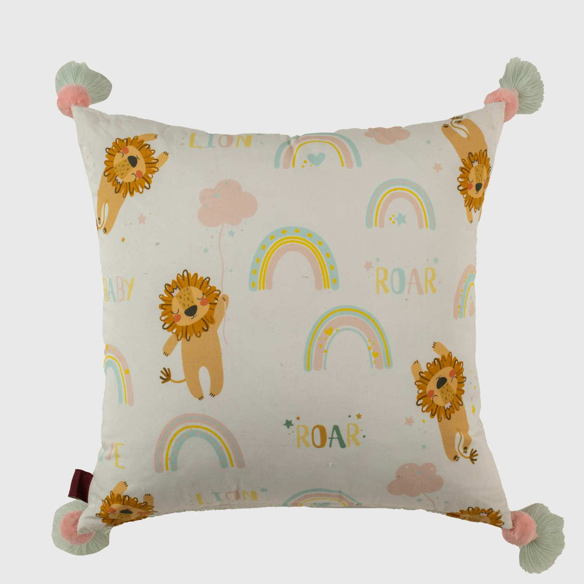 Lion on the Rainbow Kids Cushion Cover - 16x16 Inch