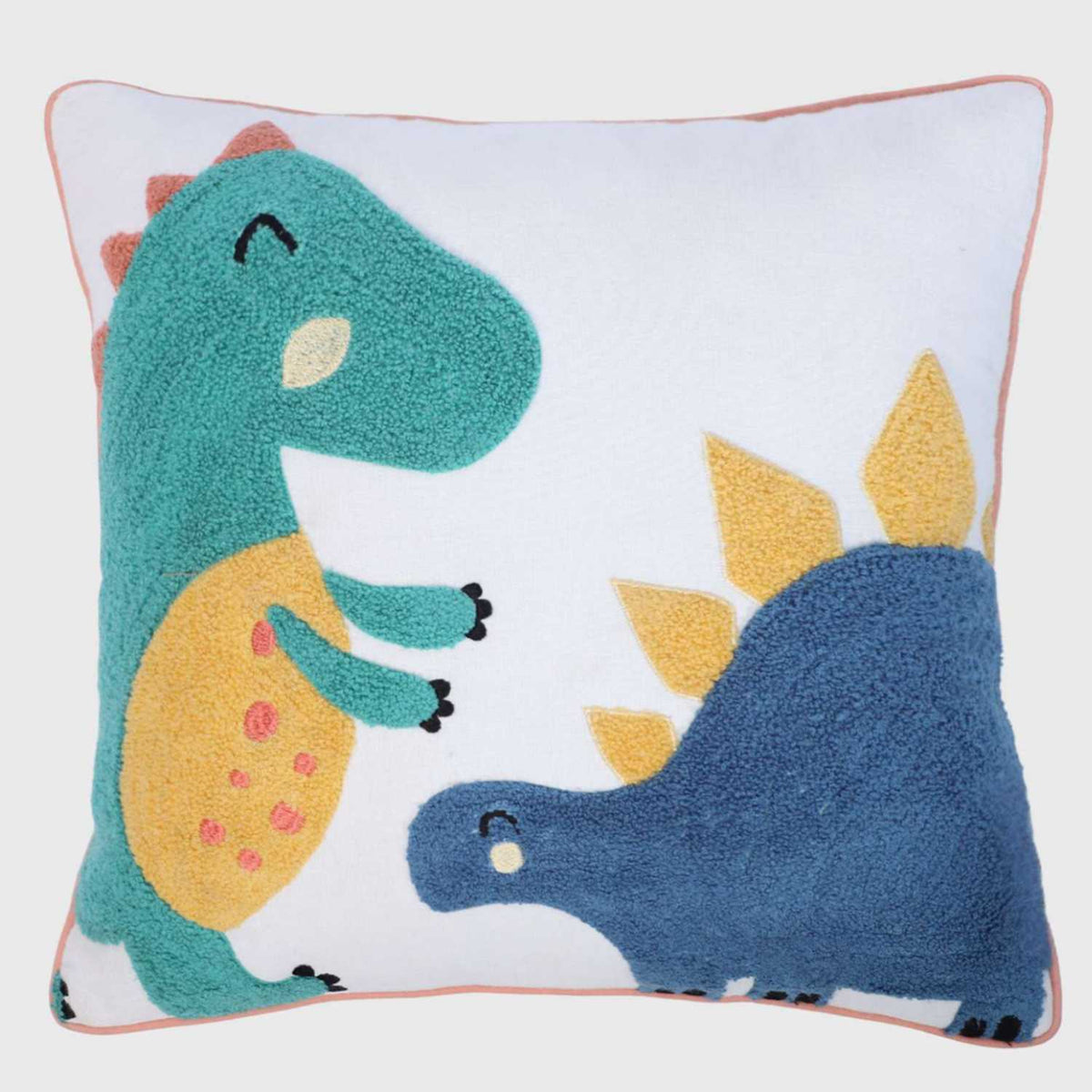 Dino Tales Embroidered with Piping Cushion Cover