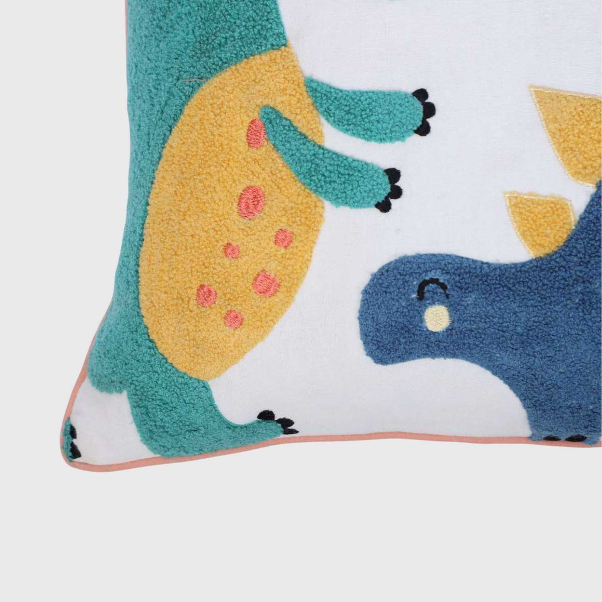 Dino Tales Embroidered with Piping Cushion Cover