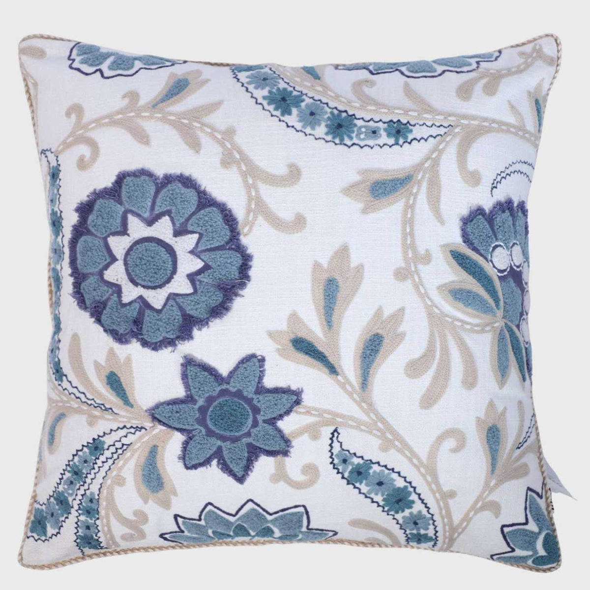 Meher Jardin Embroidered with Lace Detailing Cushion Cover