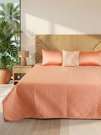 Valencia Faux Silk Embroidered Quilt Bedspread with 2 Pillow Covers