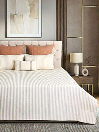 Linear Luxe Cotton Linen Embroidered Bedspread with 2 Pillow Covers