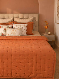 Solara Embroidered Rich Cotton Bedspread with 2 Pillow Covers
