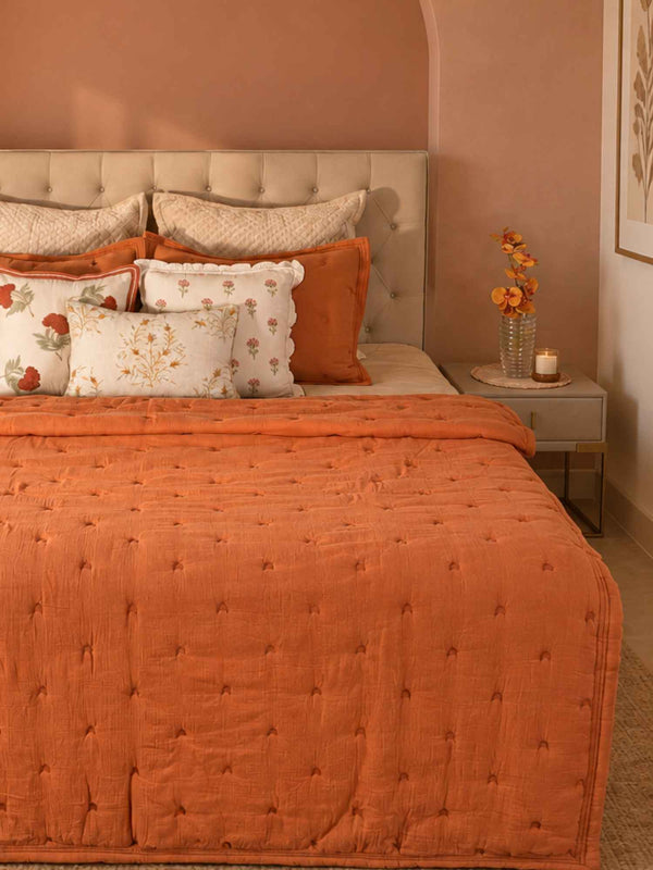 Solara Embroidered Rich Cotton Bedspread with 2 Pillow Covers