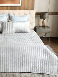 Regal Lines Cotton Viscose Velvet Embroidered Bedspread Set with 2 Pillow Covers