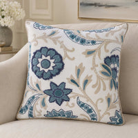 Meher Jardin Embroidered with Lace Detailing Cushion Cover
